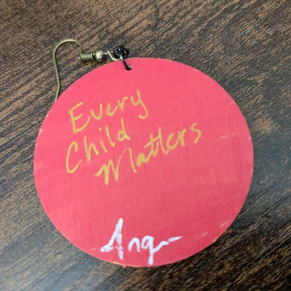 Hand-Painted Every Child Matters Grandma Floral Scarf Earrings - Picture 3 of 3